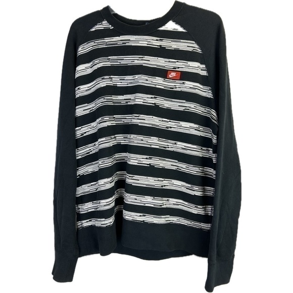 Vintage Y2K Nike Men’s Static Striped Sweatshirt Pullover Crewneck Black… - Picture 1 of 8